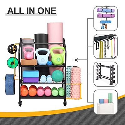 Exttlliy Yoga Mat Storage Rack Dumbbell Rack Weight Rack for Yoga Mat  Dumbbells Foam Roller Kettlebells Resistance Bands and More Home Gym Storage  Accessories Organization with Hooks and Wheels - Yahoo Shopping