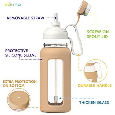 Square Glass Cup Water Bottle Colored Glass Straw, Dustproof