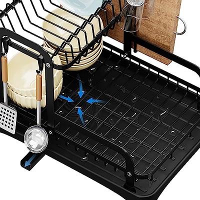 Sakugi Over The Sink Adjustable Dish Drying Rack - w/Large Capacity,  Premium Space-Saving Rack for Kitchen Counter, Multifunctional 2-Tier,  Stainless