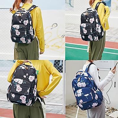 Leaper Cute Floral Canvas Backpack Laptop Backpack Casual Shoulder Bag  Satchel Daypack Pink