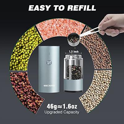 Electric Salt and Pepper Grinder Set,USB Rechargeable Salt and Pepper Mill  with 5 Adjustable Coarseness Refillable, Stainless Steel One Hand Automatic