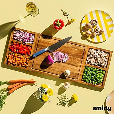 SMIRLY Wood Cutting Boards for Kitchen - Bamboo Chopping Board Set with  Storage - Large Meal Prep Cutting Board - Yahoo Shopping