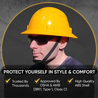 Full Brim Hard Hats Construction OSHA Approved Vented Safety Helmet Hard Hat,  Cascos De Construccion Work Hardhat for Men/Women Custom Carbon Design 6  Point Ratcheting with Chin Strap (White Graph) - Yahoo