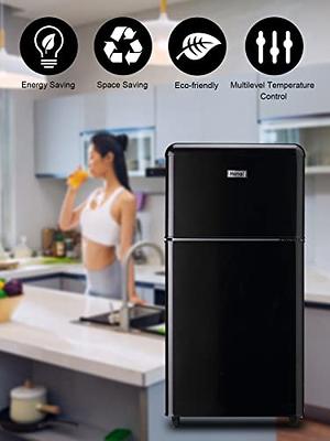 WANAI Mini Refrigerator with Freezer 3.2 Cu.Ft Retro Dual Door