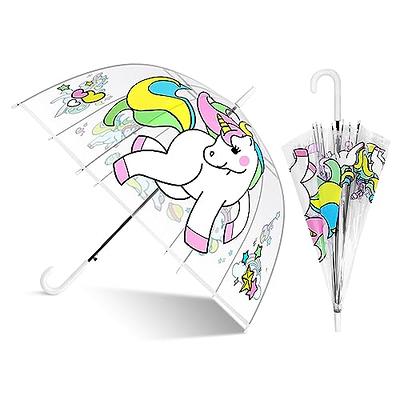 Sweetude 4 Pcs 39 Inch Kids Umbrellas for Rain Clear Bubble Umbrellas with  Reflective Stars and