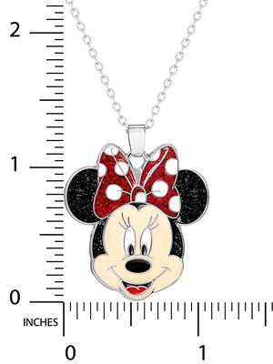 Disney Minnie Mouse Crystal Bow Enamel Necklace