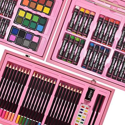 145 Piece Deluxe Art Set, Wooden Art Box & Drawing Kit Crayons, Oil  Pastels, Pencils, Watercolor, Sketch Paint Brush Color Chart cherry -   Canada