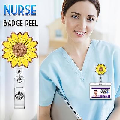 Retractable Badge Reel,Flower Badge Holder with Alligator Clip,Nurse Badge  Clip for ID Card Holders,Doctor Student,Name Card