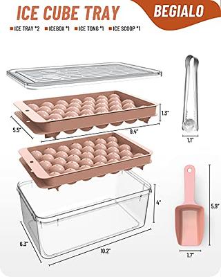 Ice Cube Tray With Lid And Bin, 44 Silicone Ice Tray, Ice Cube Molds