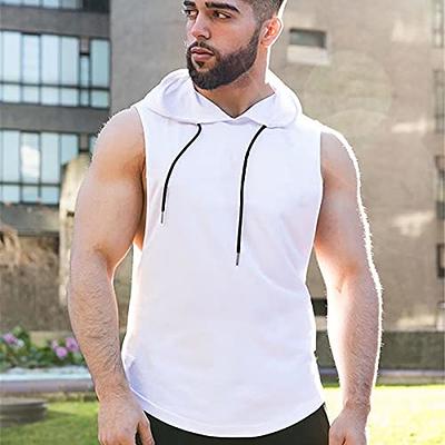 Babioboa Men's Gym Hooded Tank Tops Comfortable Jogging Sleeveless Muscle  Hoodies Athletic Sleeveless Shirts(Black Small)