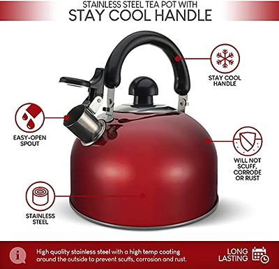 Farberware Luna 2.5 Qt Tea Kettle, Red 