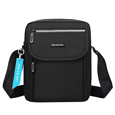 Small Men's Waterproof Messenger Bag - Ideal Crossbody Sling Purse Handbag  for Work and School - Casual Black Shoulder Bag