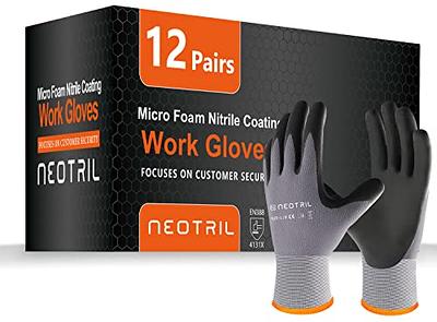 ANDANDA 12 Pairs Work Gloves, Smart Touch, 3D Comfort Stretch Fit, Nitrile  Coated Work Gloves with Grip, Seamless Knit Nylon Work Gloves Men Suitable