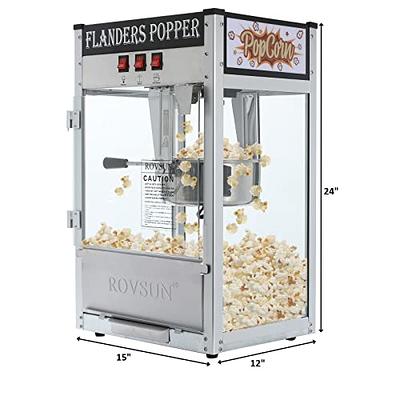 RIEDHOFF Commercial Popcorn Machine with Stand - Professional Cart Popcorn  Maker Machine With 8 Oz Kettle Makes Up to 60 Cups, With Lockers for Home