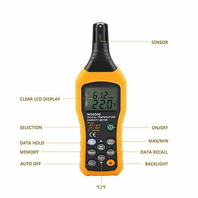 MS6508 Digital Temperature Humidity Meter, Akozon Digital Psychrometer  Thermometer Hygrometer Humidity Monitor with Temperature Gauge Meter with  Dew Point Wet Bulb Temperature - Yahoo Shopping