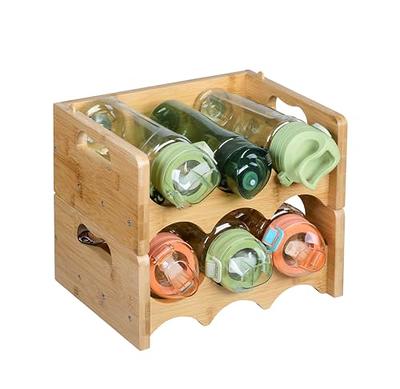 Wine Glass Cup Drying Rack and Bottle Holder Natural Wood Bamboo Wine Rack  with 6 Glass Holder and 1 Bottle Holder