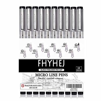 Fhyhej Black Precision Micro Line Pens,Ultra Fine Point Drawing