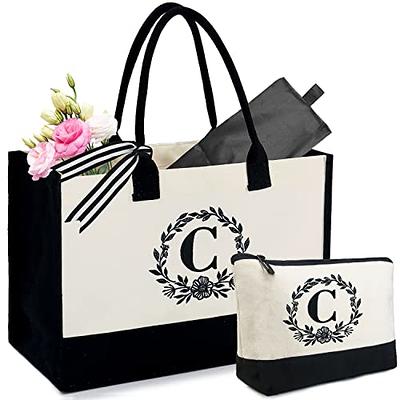 Personalized Initial Canvas Tote Bag Sturdy Gift Tote Bags 