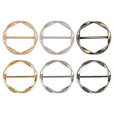 6 PCS Silk Scarf Ring Clip T-Shirt Tie Ring Clips for Women, Fashion Round  Alloy Scarf Ring and Slide Tshirt Twist Knot Clip Buckle Circle Clothing