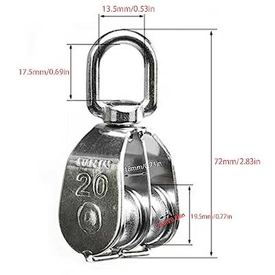 VideoPUP 1PCS M50 Double Pulley Block,304 Stainless Steel Heavy Duty  Hardware Double Lifting Wheel Swivel Rigging Hook Pully Crane,Loading 400kg