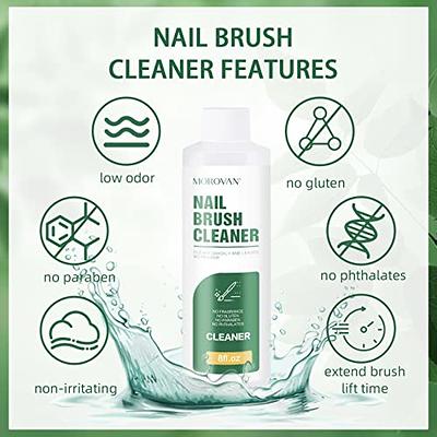 Morovan Nail Brush Cleaner: 8oz Cleaner Restorer for Any Nail Art Brush  Acrylic Nail Brush Gel Nail Brushes Nail Drawing Pen Kolinsky Nail Brush  Liquid Cleaner Preserver for Any Nail Tools 