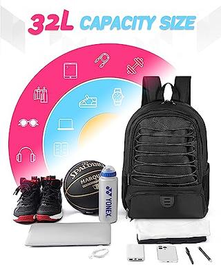 MIER Basketball Backpack Soccer Bag with Shoes Ball Compartment, Black