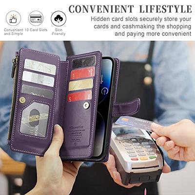CaseMe iPhone 11 Pro Max Zipper Leather Wallet Case with RFID Blocking Black