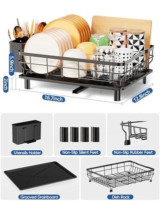 Godboat Dish Drying Rack with Drainboard, 2-Tier Dish Racks for Kitchen  Counter, Dish Drainer Set with Utensils Holder, Large Capacity Dish  Strainers with Extra Drying Mat (Black) - Yahoo Shopping