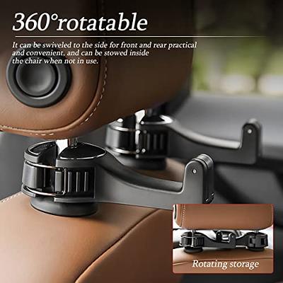 2 in 1 car headrest hidden hook with Cell Phone Holder, Car Back Seat Hook  Universal for Purses and Bags 360° Rotation Adjustable Hanger Rear Hook for