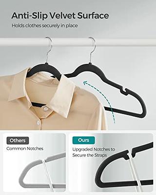 SONGMICS Velvet Pants Hangers with Clips, Gray / 30