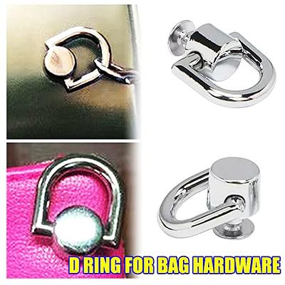 D Rings for Purse, 4 PCS Metal D Ring and Stud Screw, 360 Degree Rotatable  D Rin