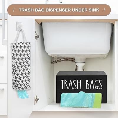 Wooden Trash Bag Holder with Plastic Bag Holder Set, Wall-Mount