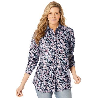 Plus Size Women's Pintucked Button Down Gauze Shirt by Woman