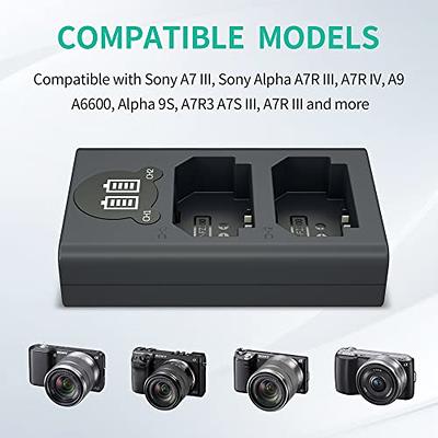 A7iii Battery NP-FZ100 Replacement Batteries and Charger for Sony A7 IV,  Sony Alpha A7 III, A7R III, A7R IV, A9, A6600, 9S Cameras
