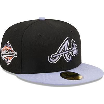 Men's New Era Black Atlanta Braves Pastel Undervisor 59FIFTY Fitted Hat
