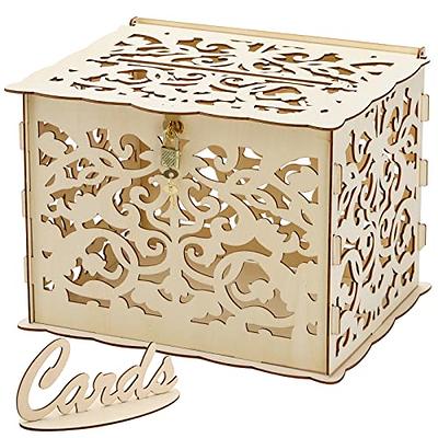 ZENFUN Wooden Wedding Card Box with Lock and Card Sign, Large