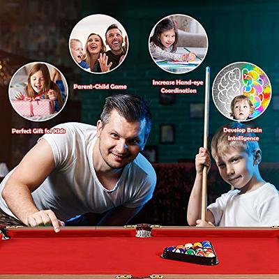 Mini Pool Table Top Games: 36-Inch Tabletop Billiards Table Set with 16  Pool Balls, 2 Cues, 1 Triangle Rack, 2 Chalks & 1 Table Brush, Portable  Pool