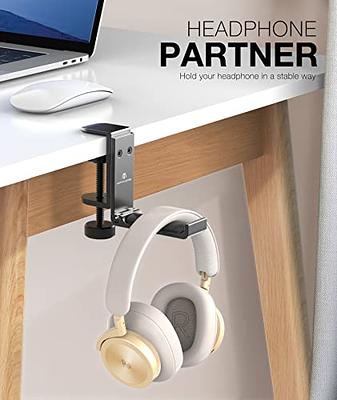 APPHOME Headphone Hanger Stand Under Desk Hook Aluminum Stick-On Adhesive  Dual Headsets Holder Mount PC Gaming Accessories for All Headphones