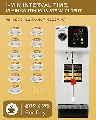 Moonshan Commercial Steam Milk Frother 20s Fast Heating Milk Steamer  Machine Boiler Quick Button Electric Fully-Automatic Coffee Foam Maker  Frothing