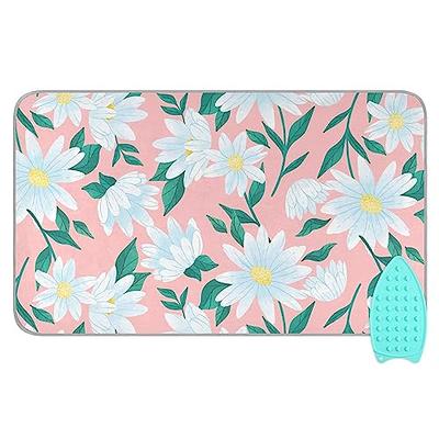 linqin Portable Ironing Mat, Ink Blue Flowers Heat Resistant