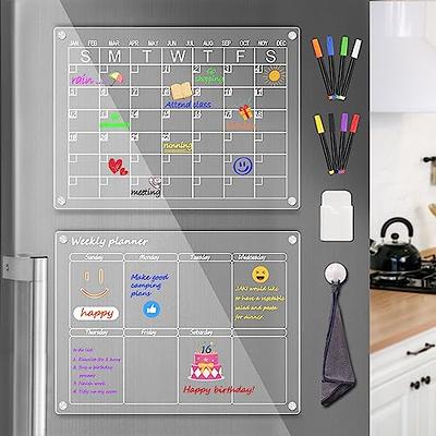 2024 Black Magnetic Calendar for Refrigerator Calendario Magnetico para  Refrigerador Dry Erase, Acrylic Board for Fridge | Weekly & Monthly Planner