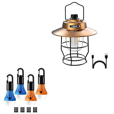 Lepro LED Camping Lantern, Camping Accessories, 3 Lighting Modes, Hanging Tent Light Bulbs with Clip Hook for Camping, Hiking, Hurricane, Storms, Out