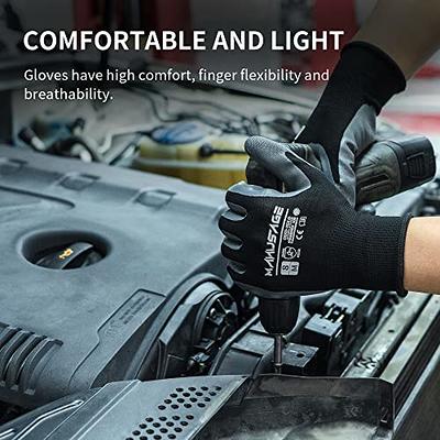 Dex Fit Premium Nylon Nitrile Work Gloves FN320, 3 Pairs, 3D-Comfort Stretchy Fit, Firm Grip, Thin & Lightweight, Durable, Breathable & Cool, Machine