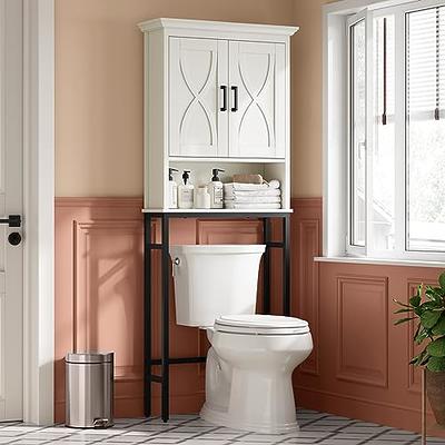 VECELO Small Bathroom Cabinet, Slim Toilet Paper Holder with Door & 2