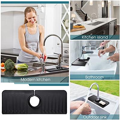Kitchen Sink Splash Guard, Silicone Faucet Handle Drip Catcher Tray, Faucet  Absorbent Mat, Sink Protectors for Kitchen Sink, Sink Mat for Bathroom