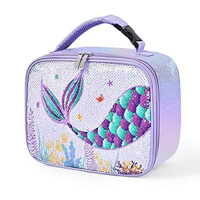 Sequin Mermaid Kids Backpack Set Sparkly School Backpack with Lunch Bag for  Girl