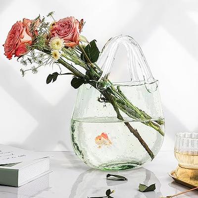 Handbag Vase For Flowers,Cool & Cute Vase For Centerpieces & Fish  Bowl,Handbag Flower Vase Decorative,Wide Mouth Bubble Vase Decor