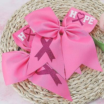Pink Ribbon Hair Ribbon for Girl Women 8'' Breast Cancer Elastic Hair Ties  Breast Cancer Awareness Hair Band Women's Breast Cancer Hair Accessories