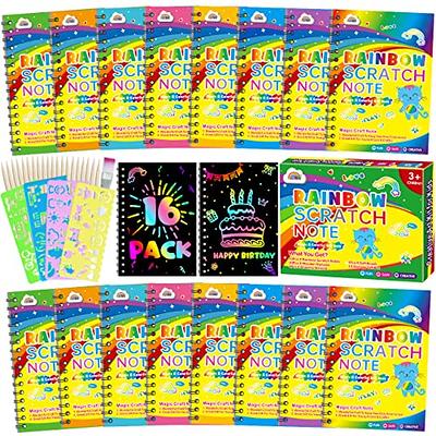 ZMLM Scratch Art Party Favors: 16 Pack Rainbow Scratch Paper Art Craft  Notebooks for Kids Age