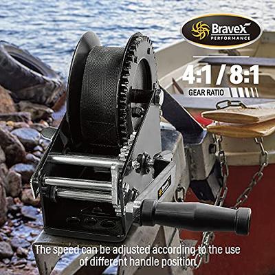 Bravex Boat Winch Heavy Duty Steel 2000lbs Trailer Winch, Hand Winch with  Steel Cable with Hook, Two Way Ratchet Crank Winch for SUV, ATV, Gear Cable